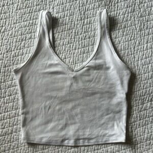White V-Neck Cropped Tank Top